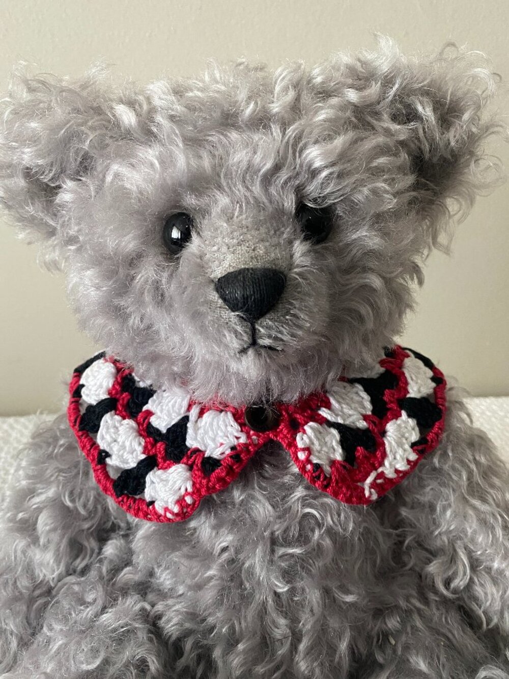 Handmade Crochet Red White Black Collar Accessory for Teddy Bears & Plush Toys